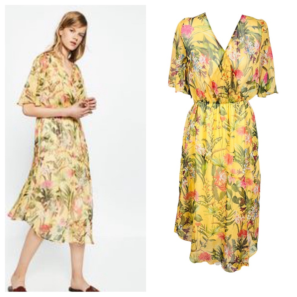 Zara Basic Boho Floral Midi Dress